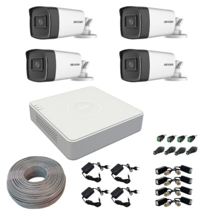 Sistem supraveghere Hikvision 4 camere 5MP Turbo HD IR 80 DVR 4 canale accesorii [1]