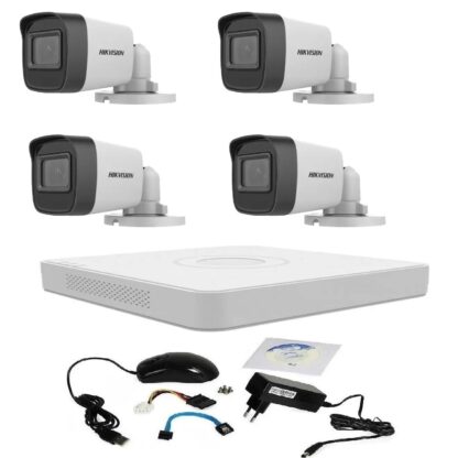 Kit supraveghere video 5 MP Hikvision Turbo HD cu 4 camere DVR 4 canale si cadou cablu HDMI vizualizare pe telefon mobil [1]