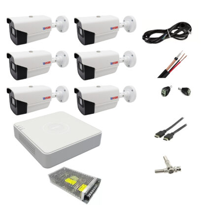 Kit complet 6 camere supraveghere exterior 2MP 40m IR, DVR Hikvision [1]