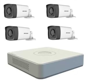 Kit supraveghere Hikvision Turbo HD 1080P cu 4 camere cu IR 80 m, vizualizare pe internet