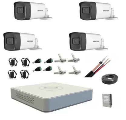 Kit sistem complet 4 camere supraveghere Hikvision 1080P 40 m IR lentila 2.8mm hard 1tb [1]