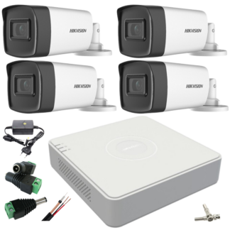 Sistem Supraveghere profesional Hikvision 4 Camere 5MP Turbo HD IR 80