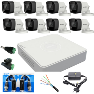 Sistem Supraveghere profesional  Hikvision  8 Camere 5MP Turbo HD IR 80, accesorii