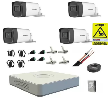 Kit sistem complet 4 camere supraveghere Hikvision 1080P 40 m IR lentila 2.8mm hard 1tb [1]