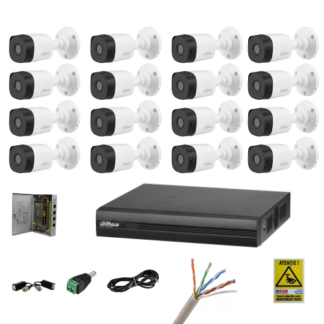 Sistem supraveghere pentru exterior Dahua 16 camere 2MP, IR 20m, DVR 16 canale, accesorii