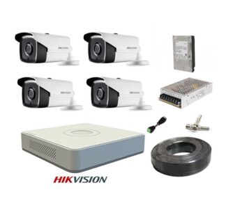 kit sistem profesional 4 camere supraveghere FULL HD 40 m IR HIKVISION complet, lentila 2.8mm+ accesorii +hard 1TB+CADOU UPS WELL