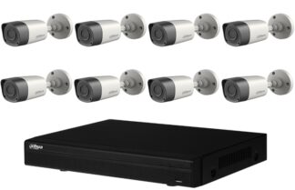 Kit 8 Camere Supraveghere exterior Dahua bullet HDCVI 2MP, 3.6mm, Smart IR 20m, DVR 8 canale