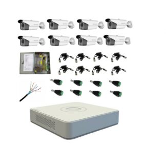 Kit sistem complet 8 camere supraveghere exterior HIKVISION FULL HD 80 m IR