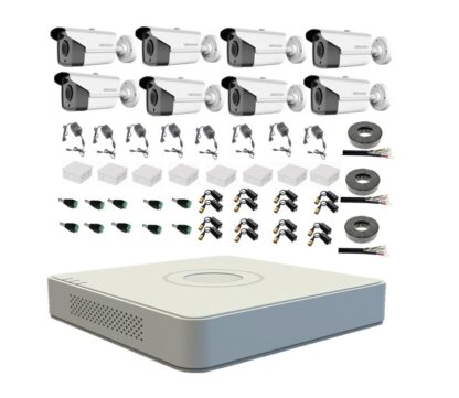 Kit complet sistem supraveghere exterior profesional HIKVISION cu 8 camere 5MP TURBO HD, IR 40m [1]