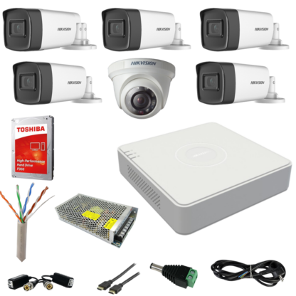 Sistem supraveghere Hikvision 6 camere Turbo HD 2MP, 5 camere exterior IR80m si 1 camera interior IR20m, HARD 1TB [1]