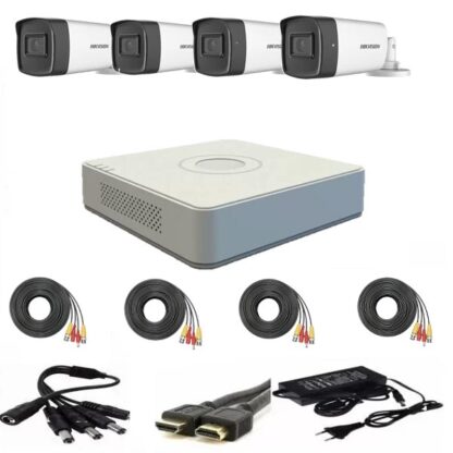 Sistem  supraveghere video Hikvision 4 camere 2MP  FULLHD 1080p IR 40m  + accesorii instalare [1]