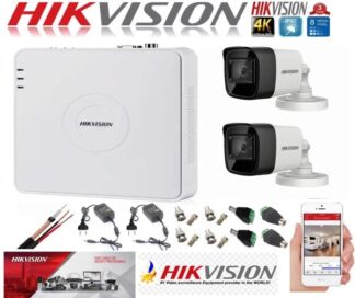 Sistem supraveghere ultraprofesional Hikvision 2 camere 8MP 4K DVR 4 canale accesorii incluse