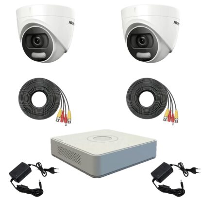 Sistem supraveghere profesional  Hikvision Color Vu 2 camere 5MP IR20m, DVR 4 canale, full accesorii [1]