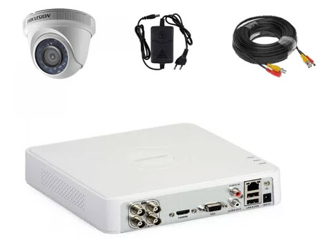 Kit sistem supraveghere video 1 camera 2MP interior complet Hikvision IR 20 m cu DVR