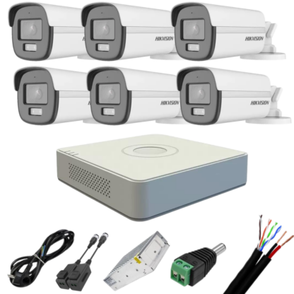 Sistem supraveghere 6 camere Hikvision 2MP  Color VU IR 40m (color noapte )  DVR 8 canale Accesorii incluse [1]