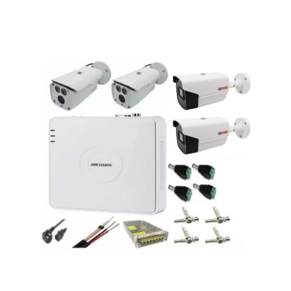 Sistem supraveghere video 4 camere 2MP Rovision 2 cu Infrarosu 80m si 2 cu 40m , DVR Hikvision, accesorii [1]