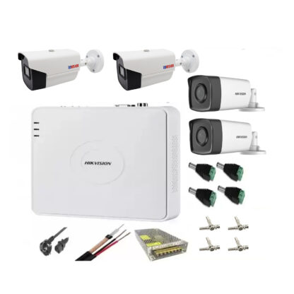 Kit supraveghere video 4 camere 2MP, 2 camere Hikvision cu Infrarosu 40m si 2 Rovision cu 40m IR, accesorii incluse [1]