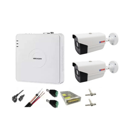 Sistem supraveghere video 2 camere Rovision 2MP Infrarosu 40m, DVR Hikvision 4 canale, accesorii [1]