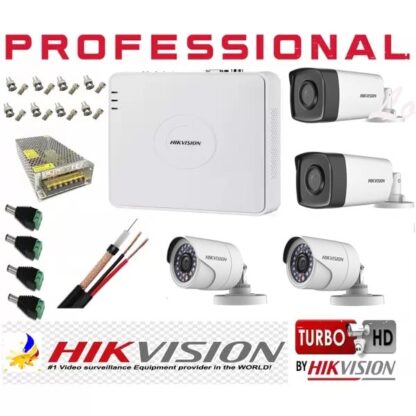 Kit supraveghere 4 camere Hikvision 2MP 2 camere IR40m si 2 Camere IR 20m , cu accesorii [1]