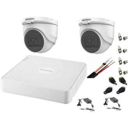 Sistem supraveghere interior  audio-video Hikvision 2 camere Turbo HD 2MP DVR 4 canale [1]