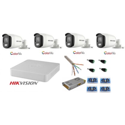 Sistem supraveghere Hikvision 4 camere 5MP Ultra HD Color VU DVR 4 canale full time color noaptea [1]