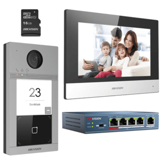 Kituri interfoane - KIT videointerfon pentru o familie'Wi-Fi 2.4Ghz'monitor 7 inch - HIKVISION DS-KIS604-S