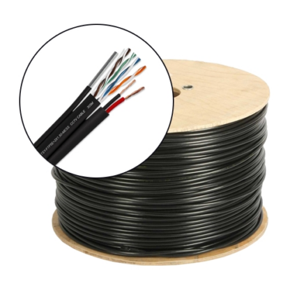 Cablu FTP autoportant cu alimentare 2x1.5, cat 5E, CUPRU 100%, 305m, negru TSY-FTP5E+2x1.50-MESS [1]