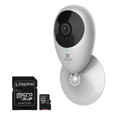 Kit Camera supraveghere IP Wi-Fi 1 MP, IR 7.5 m, 2.8 mm, slot card, microfon, audio bidirectional, usor de configurat + Card microSD 64GB [1]