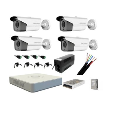 Kit complet 4 camere supraveghere exterior HIKVISION FULL HD 40 m IR cu backup si hard 1Tb [1]