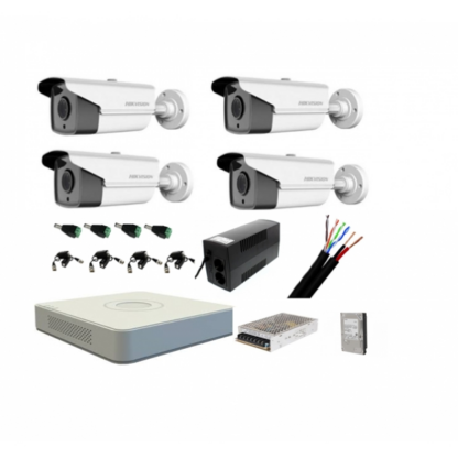 Kit complet 4 camere supraveghere exterior HIKVISION FULL HD 40 m IR cu backup si hard 1Tb [1]