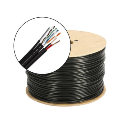 Cablu FTP autoportant cu alimentare 2x1.5, cat 5E, CUPRU 100%, 305m, negru TSY-FTP5E+2x1.50-MESS [1]