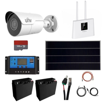 Kit supraveghere Panou solar 170W, camera 4MP IP Poe Starlight UNV IR 50M cu card de 128GB, acumulatori 12V, accesorii, Router Wireless 4G REBEL RB-0702 [1]