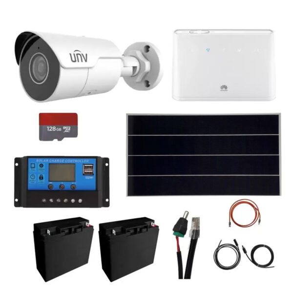 Kit supraveghere Panou solar 170W, camera 4MP IP Poe Starlight UNV IR 50M cu card de 128GB, acumulatori 12V, accesorii, Router Wireless Huawei 4G [1]