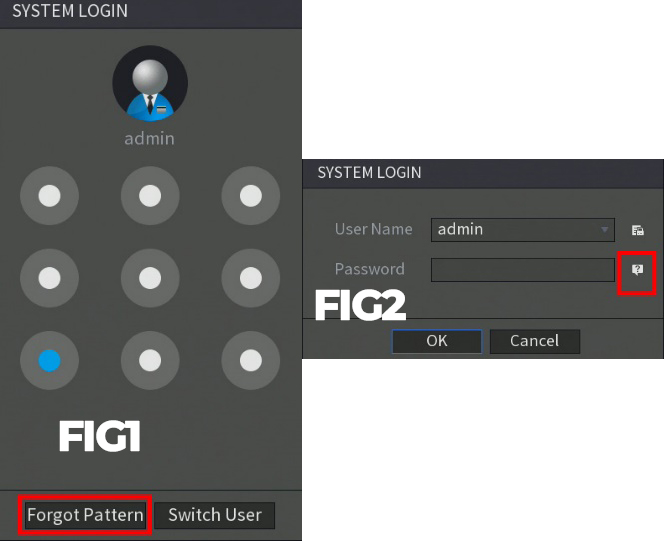 Interfata log-in DVR Login cu resetare de parola