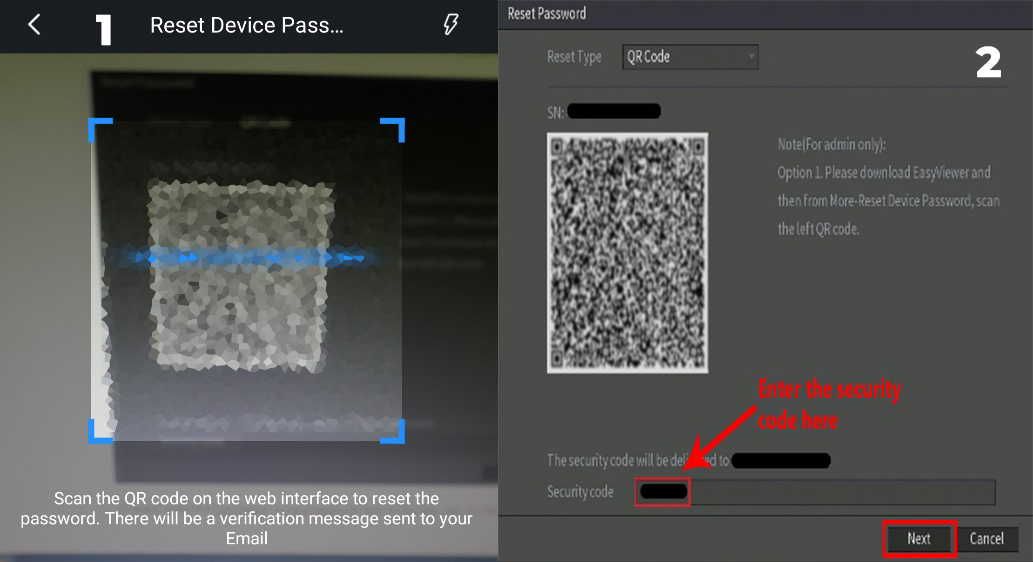 Pasii urmatori in resetarea parolei pentru DVR Dahua in DMSS