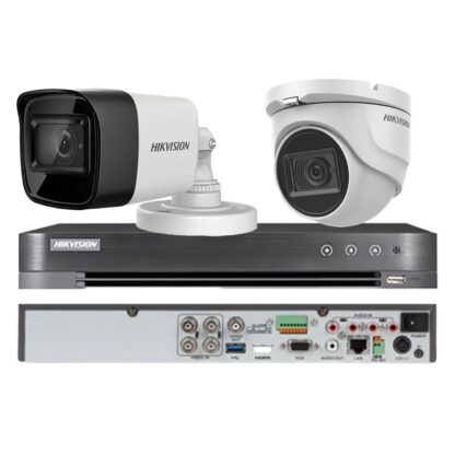 Sistem de supraveghere mixt HIKVISION 2 camere, 1 dome si 1 bullet 4 in 1, 8MP, lentila 2.8mm, IR 30m, DVR 4 canale 4K 8MP [1]