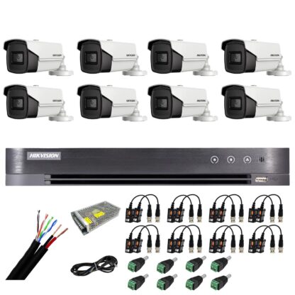 Sistem supraveghere 8 camere Hikvision 8MP 4 in 1, 2.8mm, IR 60m, DVR 8 canale 4K 8MP, accesorii [1]