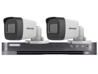 Sistem supraveghere Hikvision 2 camere 5MP, lentila 2.8mm, IR 30m, DVR 4 canale 5MP, AUDIO