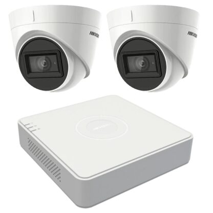 Sistem supraveghere video 2 camere Hikvision 5MP, lentila 2.8mm, IR 40m, DVR 4 canale TurboHD [1]