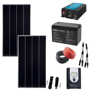 Sisteme si panouri solare - Kit sistem fotovoltaic complet 340w off grid cu invertor 300w la 220v si Acumulator 12V 100 Ah Rebel Power