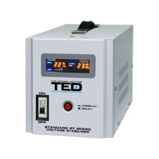 Stabilizator tensiune 3000W 230V cu 2 iesiri Schuko si sinusoidala pura + ecran LCD cu valorile tensiunii, TED Electric TED000187