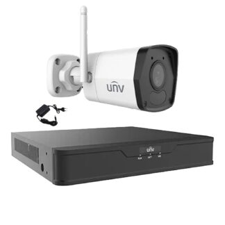 Sisteme supraveghere IP - Sistem supraveghere video 1 camera IP Wi-Fi 2MP Smart IR 30m, 2.8mm, Microfon, NVR 4 canale 4K UNV, accesorii