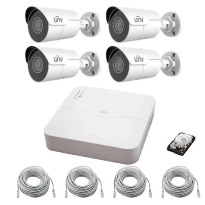 Sistem de supraveghere IP PoE UNV 4 camere Starlight 4MP, 2.8mm, IR 50m, NVR 4 canale 8MP, accesorii, hard disk 500GB [1]