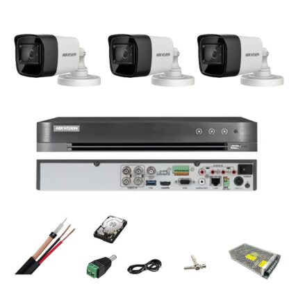 Sistem de supraveghere complet Hikvision Turbo HD, inregistrare 4K sau 8,3 Mp,cu 3 camere de exterior si IR 30 m [1]