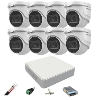 Sistem de supraveghere Hikvision 8 camere 8MP, 2.8mm, IR 30m, DVR 8 canale 4K, accesorii