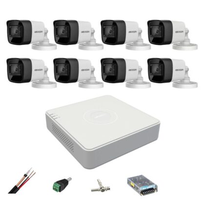 Sistem de supraveghere Hikvision 8 camere exterior 8MP, 4 in 1, IR 30m, DVR 8 canale 4K 8MP, accesorii [1]