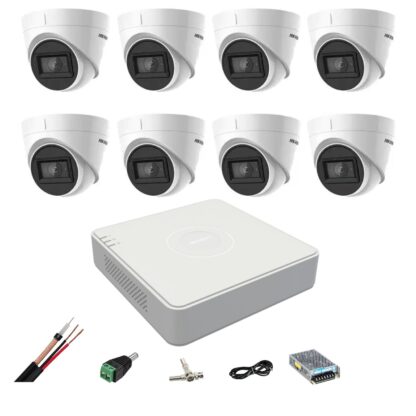 Sistem supraveghere video Hikvision 8 camere 4 in 1 8MP IR 60m, DVR 8 canale 4K, accesorii montaj [1]