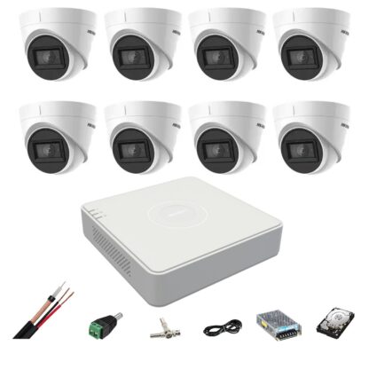 Sistem supraveghere video Hikvision 8 camere 4 in 1 8MP IR 60m, DVR 8 canale 4K, accesorii, Hard Disk [1]