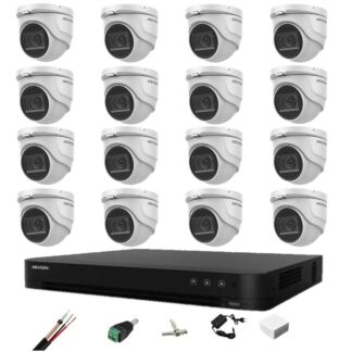 Sistem supraveghere 16 camere interior Hikvision 8MP 4 in 1 2.8mm, IR 30m, DVR 16 canale 4K, accesorii montaj