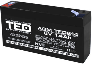 Panouri solare si accesorii - Acumulator AGM VRLA 6V 1,4A dimensiuni 97mm x 25mm x h 54mm F1 TED Battery Expert Holland TED002839 (40)